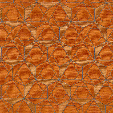 Remnant of HBF Folded Lines Melon and Blue Upholstery Fabric