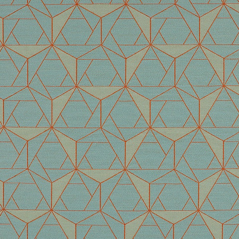 HBF Folded Lines Sky & Coral Upholstery Fabric