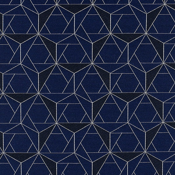 HBF Folded Lines Navy & White Upholstery Fabric