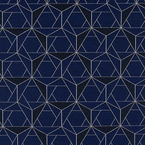 HBF Folded Lines Navy & White Upholstery Fabric