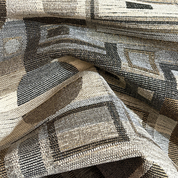 Geo Square Slate Upholstery Fabric Yardage