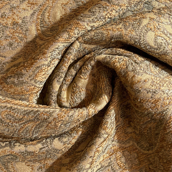Golden Brown Victorian Upholstery Fabric By The Yard
