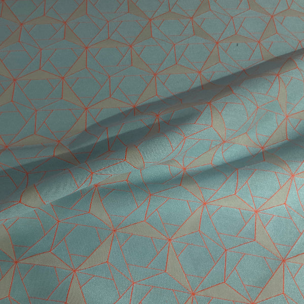 HBF Folded Lines Sky and Coral Blue Upholstery Fabric