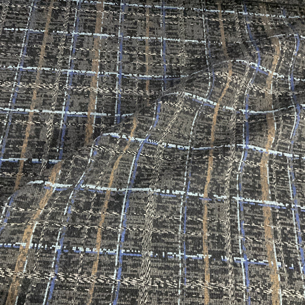 HBF Woven Memory Black Truffle Wool Upholstery Fabric