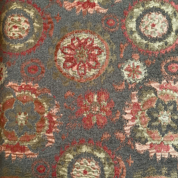 Hibiscus Discus Rust Upholstery Fabric