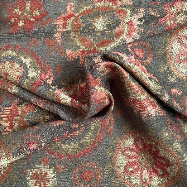 Hibiscus Discus Rust Upholstery Fabric Yardage