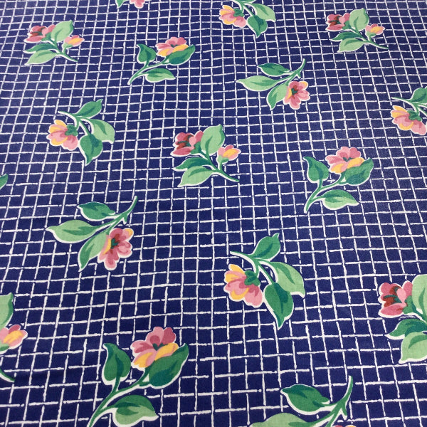 Flower Grid Cotton Print Fabric