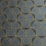 HBF Folded Lines Charcoal and Gold Upholstery Fabric