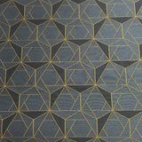 HBF Folded Lines Charcoal and Gold Upholstery Fabric