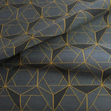 HBF Folded Lines Charcoal and Gold Upholstery Fabric