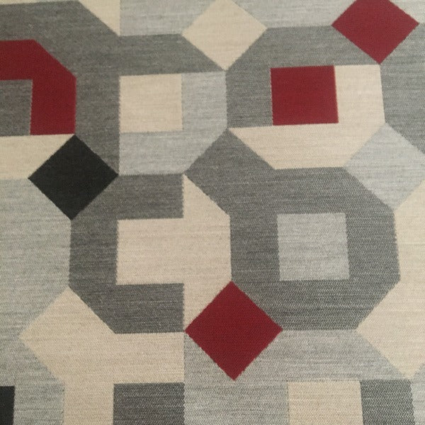 Remnant of Carnegie Puzzle 25 Sunbrella Red Upholstery Fabric