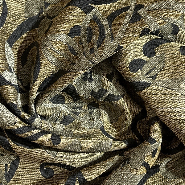 Keilanna Jade Floral Vine Pattern Beige Upholstery Fabric Yardage