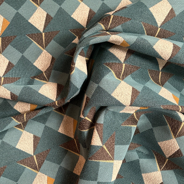 Koi Color 22 Colorful Geometric Blue Upholstery Fabric Yardage