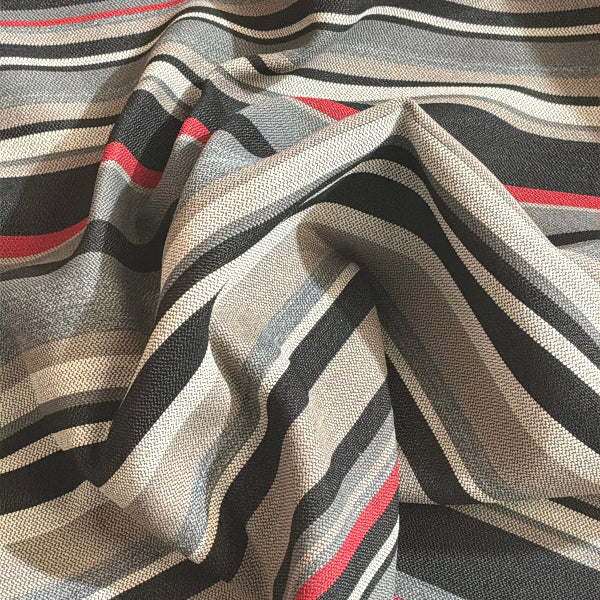 Mayer Infinity Zodiac Stripe Sunbrella Gray Upholstery Fabric Yardage