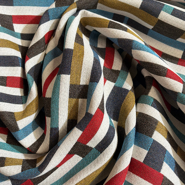 Mayer Metal Strips Regatta Sunbrella Upholstery Fabric Yardage