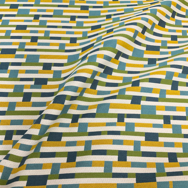 Mayer Metal Strips Springtime Green Sunbrella Upholstery Fabric
