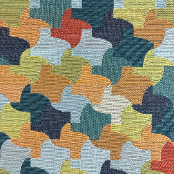Momentum Interlock Lagoon Geometric Multi Upholstery Fabric