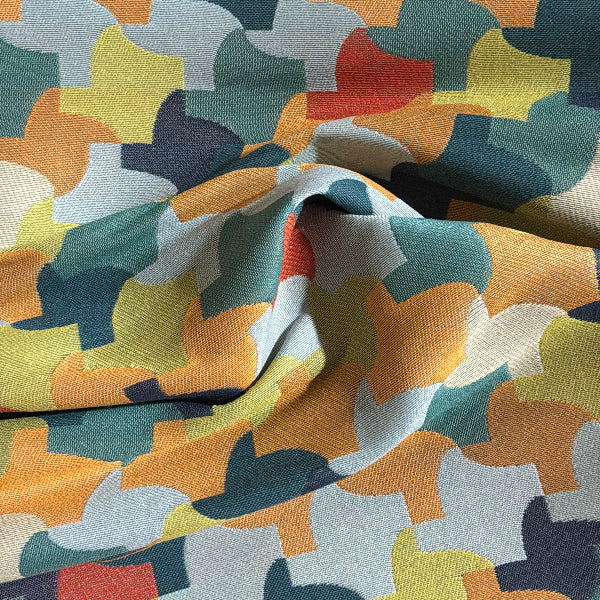 Momentum Interlock Lagoon Geometric Multi Upholstery Fabric YArdage