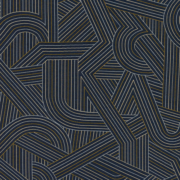 Remnant of CF Stinson Dynamic Blueprint Upholstery Fabric