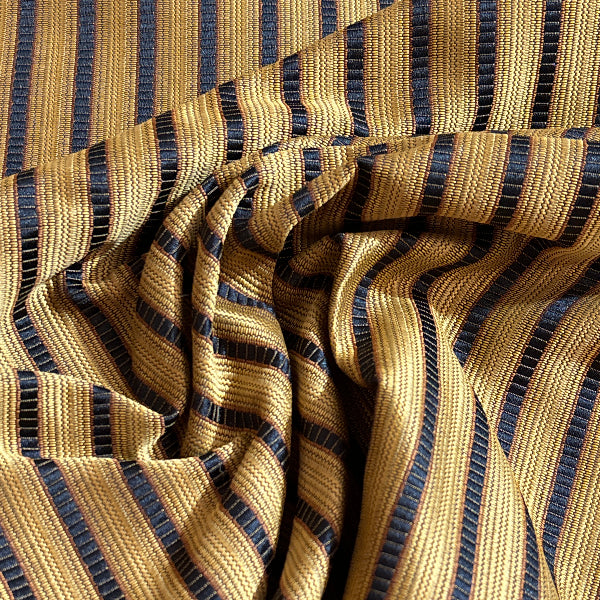 Naval Gold Black Stripes Upholstery Fabric Yardage
