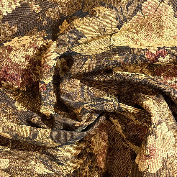 Pastel Black Garden Upholstery Fabric Yardage