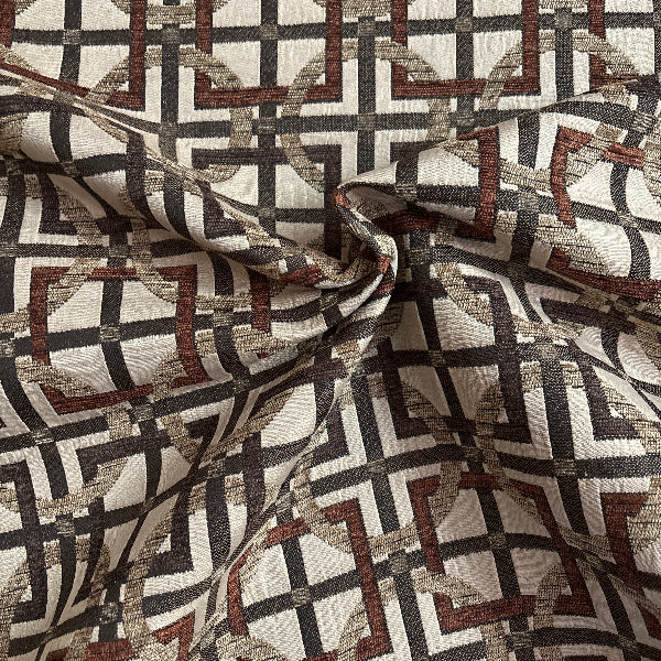 Plaza Tiles Beige Upholstery Fabric Yardage