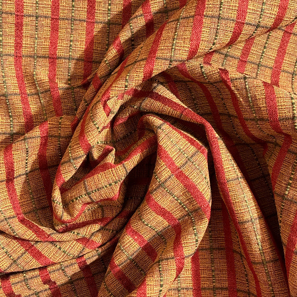 Red Green Stripes Upholstery Fabric Yardage