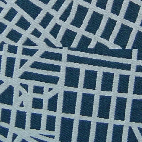 Luna Urban Grid Walker Blue Upholstery Fabric
