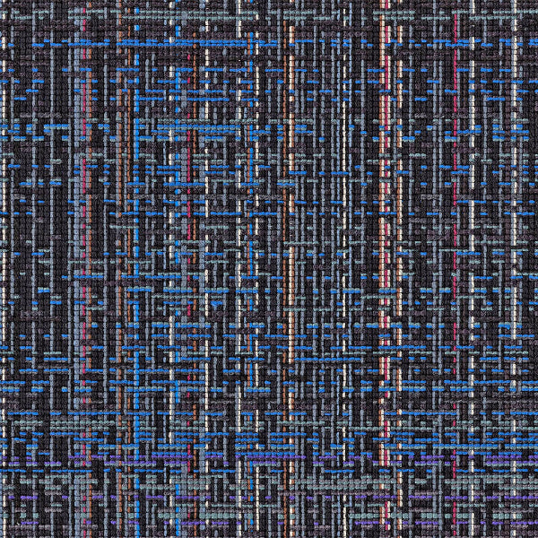 Remnant of Momentum Blurred Plaid Black and Blue Upholstery Fabric
