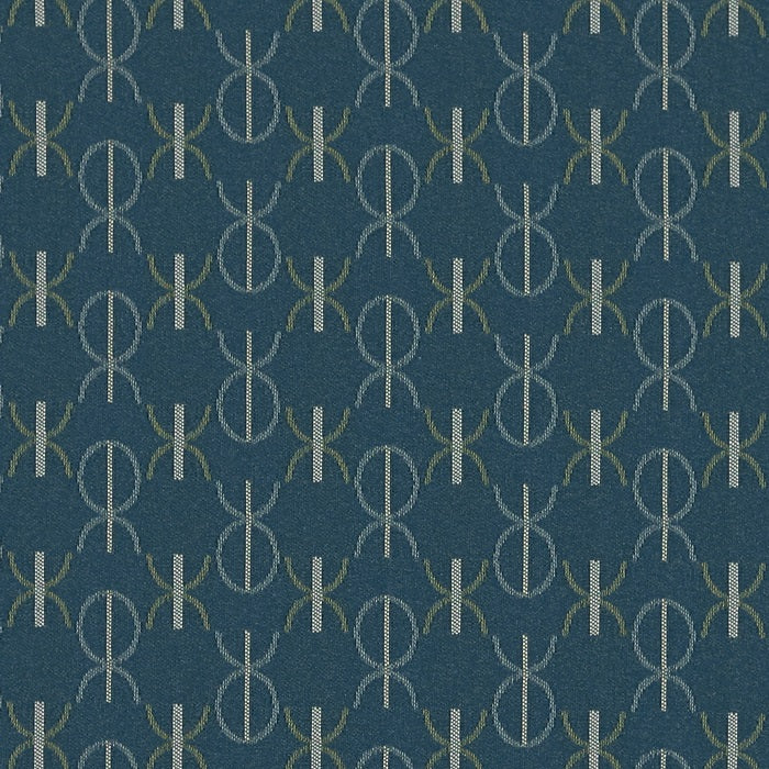 Remnant of Mayer Monogram Cerulean Upholstery Fabric