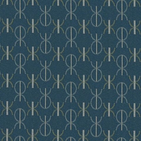 Remnant of Mayer Monogram Cerulean Upholstery Fabric