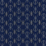 Mayer Monogram Indigo Upholstery Fabric