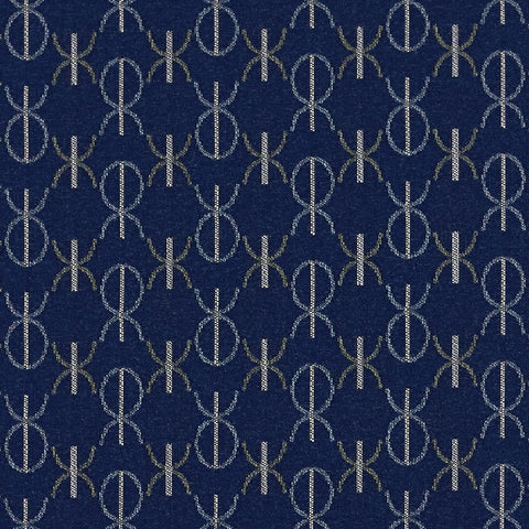 Mayer Monogram Indigo Upholstery Fabric