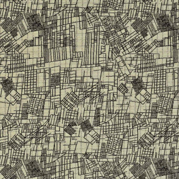 Remnant of P Kaufmann Rough Draft Black Line Upholstery Fabric