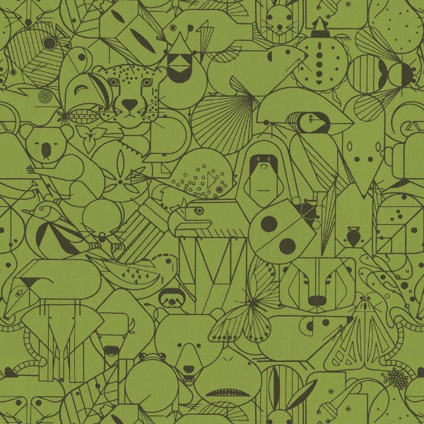Remnant of Designtex Beguiled by the Wild Tortoise Green Upholstery Vinyl