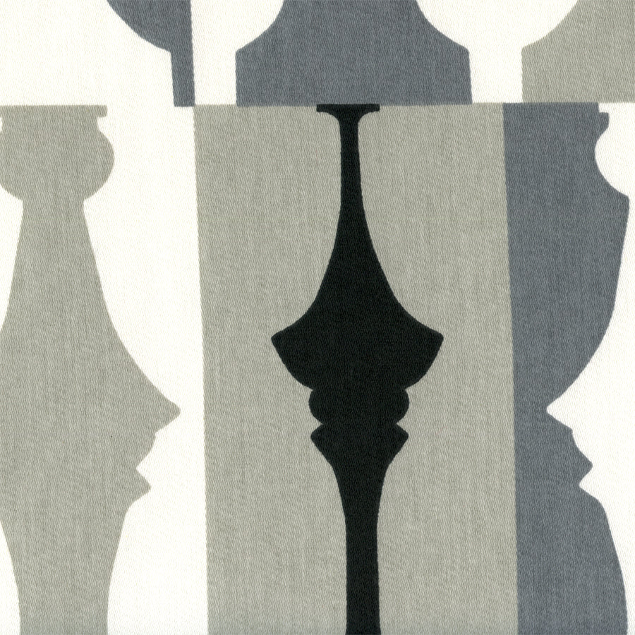 Remnant of So Silhouette Tuxedo Modern Chess Piece Upholstery Fabric