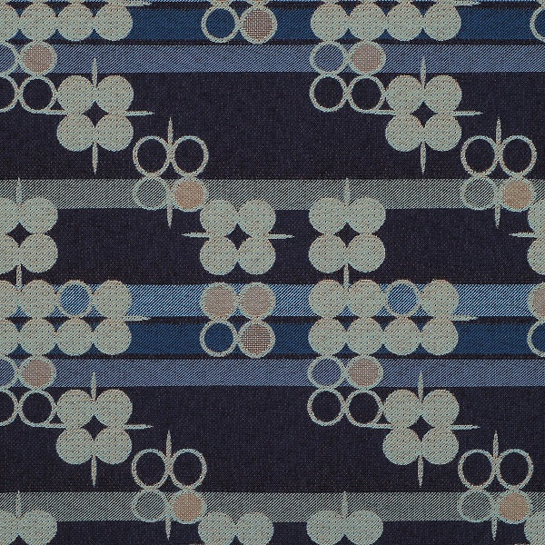 Pallas Seeking Truth Twilight Stripes And Circles Blue Upholstery Fabric