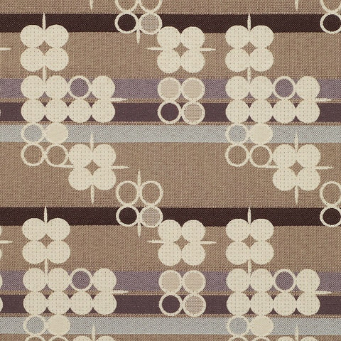 Pallas Seeking Truth Coal Stripes And Circles Beige Upholstery Fabric