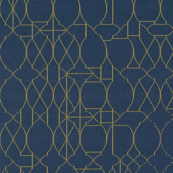 Maharam Vestige Blueprint Blue Geometric Ogee Upholstery Fabric