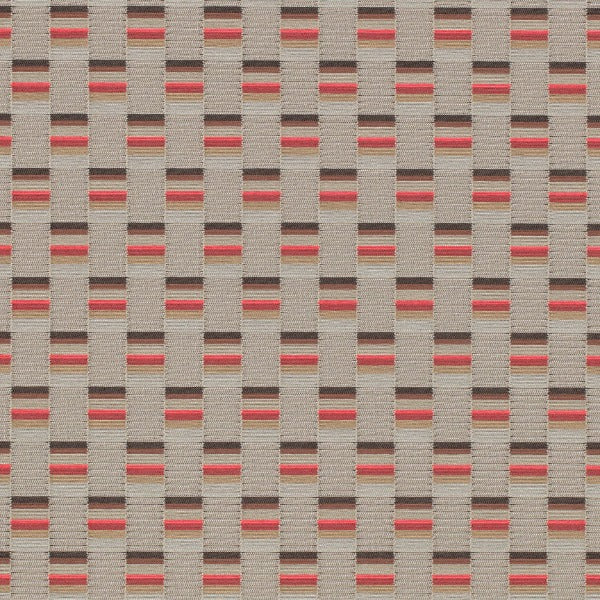 Remnant of Maharam Mesh Oatmeal/Cerise Upholstery Fabric