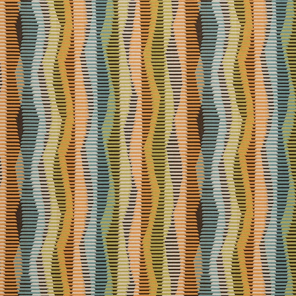 Arc-Com Zip Line Herb Wavy Striped Orange Upholstery Fabric