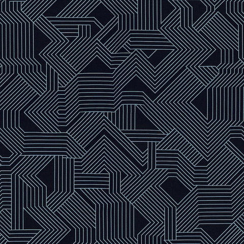 Maze 39 Blue Geometric Upholstery Fabric