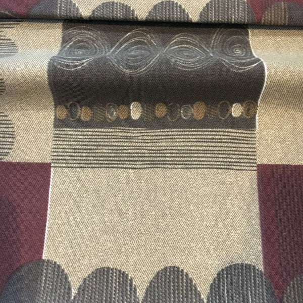 Swavelle Mill Creek Oakdale Chipotle Beige Burgundy Print Upholstery Fabric
