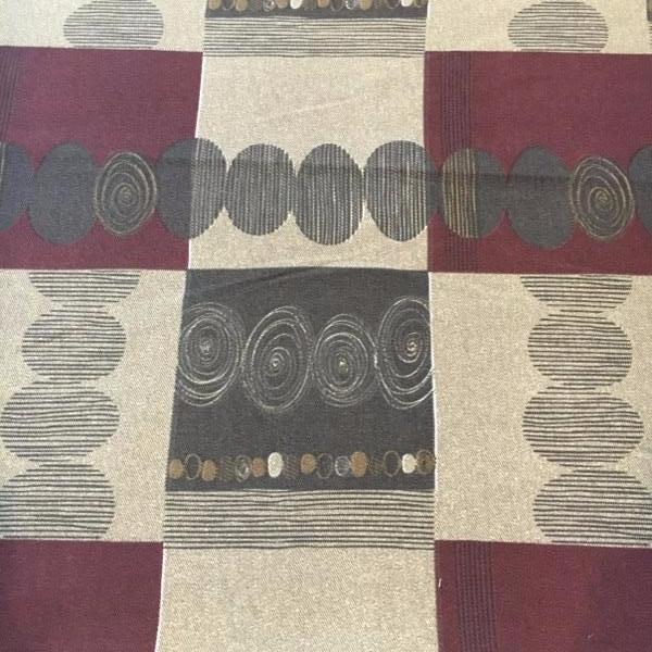 Swavelle Mill Creek Oakdale Chipotle Beige Burgundy Print Upholstery Fabric