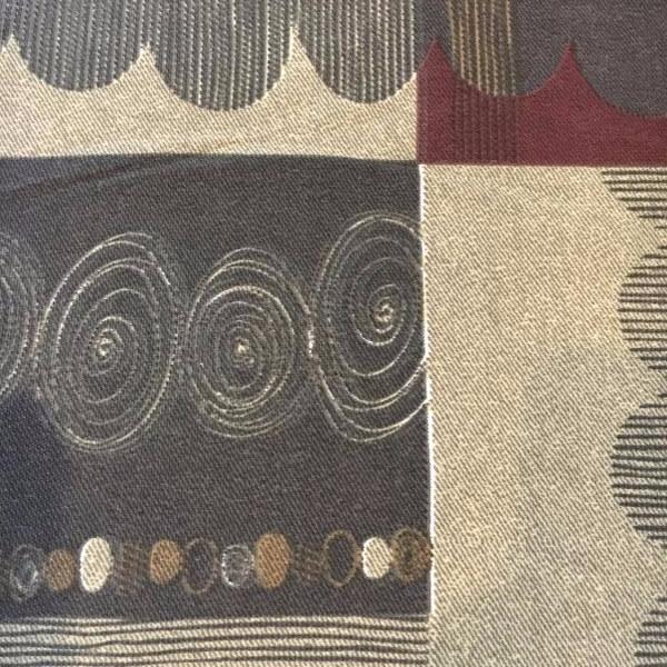Swavelle Mill Creek Oakdale Chipotle Beige Burgundy Print Upholstery Fabric