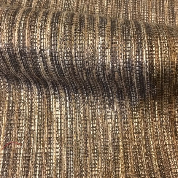 Decoy Bark Brown Textured Weaved Stripe Upholstery Fabric