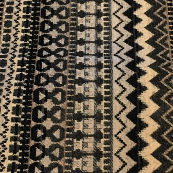 Swavelle Mill Creek Modern Geometric Stripe in Black Beige Upholstery Fabric