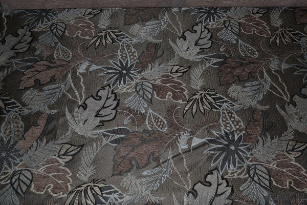 Swavelle Mill Creek Fiji Granite Raised Leaf Design Brown Upholstery Fabric