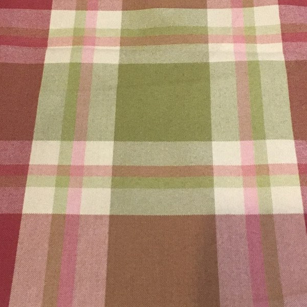 Swavelle Mill Creek Berkley Blossom Pink Green Plaid Upholstery Fabric