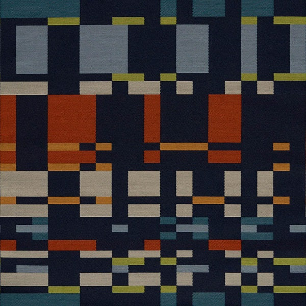 Arc-Com Square One Midnight Geometric Blue Upholstery Fabric